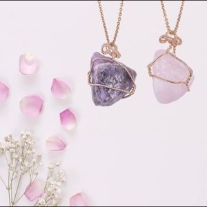 Amethyst or Rose Quartz pendant Necklace